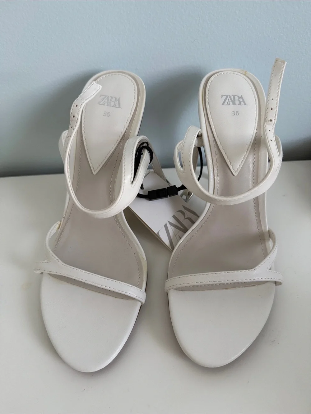 Zara White Strappy Stiletto Sandals